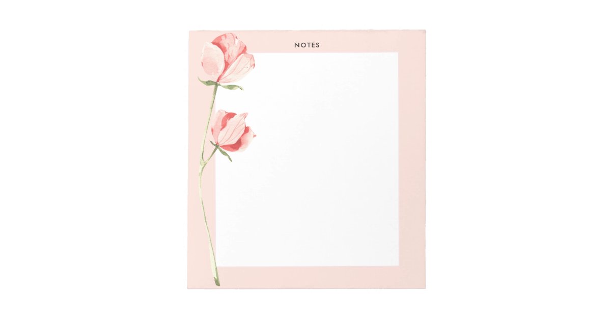 Watercolor Blush Pink Spring Blooms Floral Notepad | Zazzle