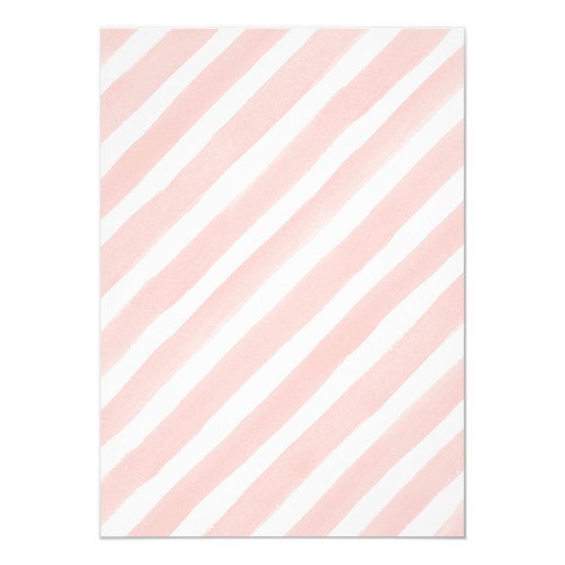 Watercolor Blush Pink Stripes Floral Bridal Shower Invitation