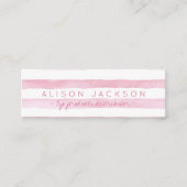 Watercolor blush pink stripes lipstick distributor mini business card (Front)