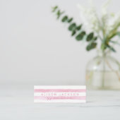 Watercolor blush pink stripes lipstick distributor mini business card (Standing Front)