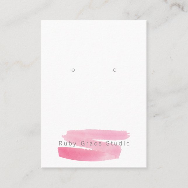 Watercolor Blush Pink Stroke Earring Display Card (Front)