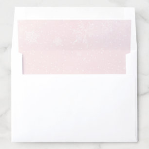 Watercolor Blush Pink White Snowflakes Snow Winter Envelope Liner