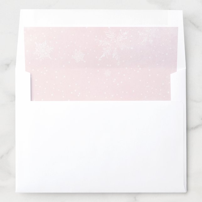 Watercolor Blush Pink White Snowflakes Snow Winter Envelope Liner (In Envelope)