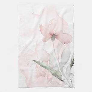 Watercolor Blush Pink Wild Rose Kitchen Towel