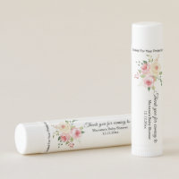 watercolor blush pink yellow floral baby shower lip balm