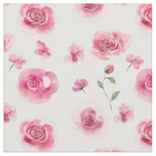 Watercolor Blush Rose Floral Pattern Fabric
