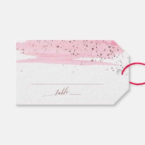 Watercolor Blush  Rose Gold Place Card Favor Tag