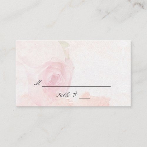 Watercolor Blush Rose  Wedding Place Card
