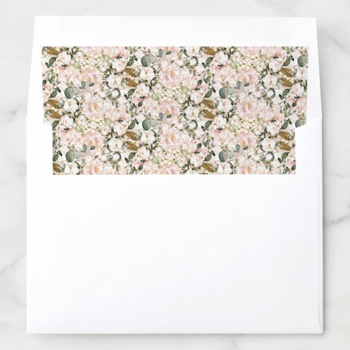 Watercolor Blush roses eucalyptus gold wedding Envelope Liner