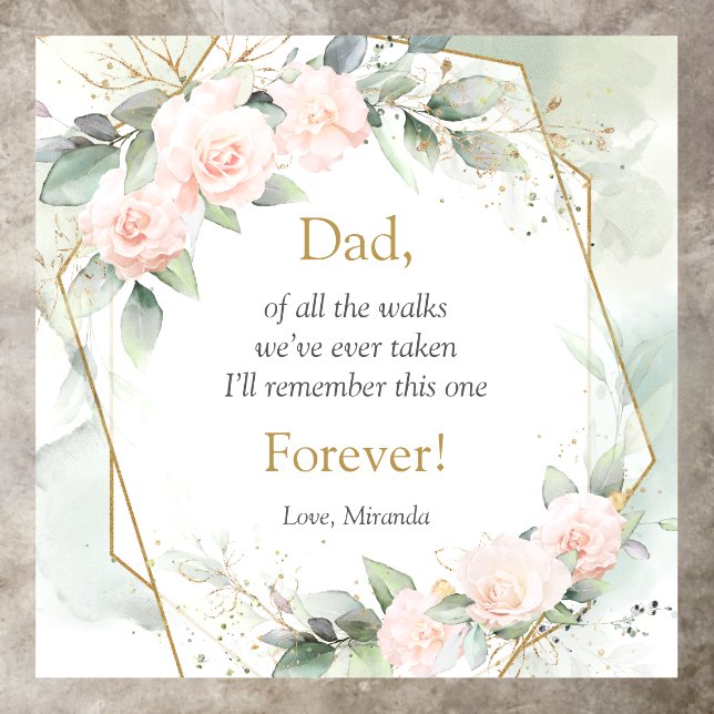 Watercolor Blush roses eucalyptus gold wedding Floor Decals (Insitu)