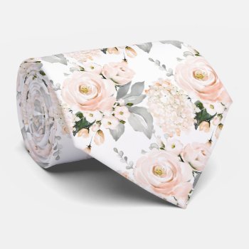 Watercolor Blush Roses Peonies Hydrangeas Neck Tie by The_Tie_Rack at Zazzle