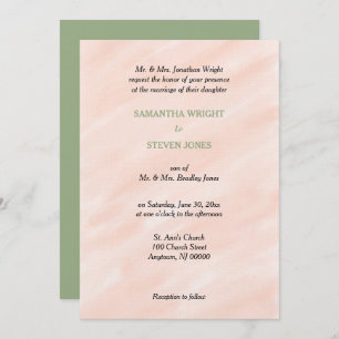 Watercolor Blush Sage Green Wedding Invitation