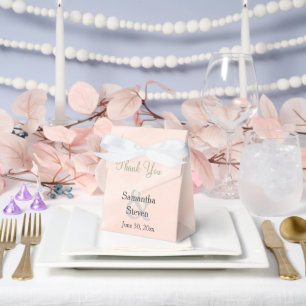 Watercolor Blush Sage Green Wedding Thank You Favor Boxes
