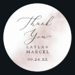 Watercolor Blush Thank You Wedding Favor Sticker<br><div class="desc">These watercolor blush thank you wedding favor stickers are perfect for a modern wedding reception. The simple and classic design features a splash of pastel blush pink water color with minimalist elegant style. Personalize the sticker labels with your names, the event (if applicable), and the date. These stickers can be...</div>