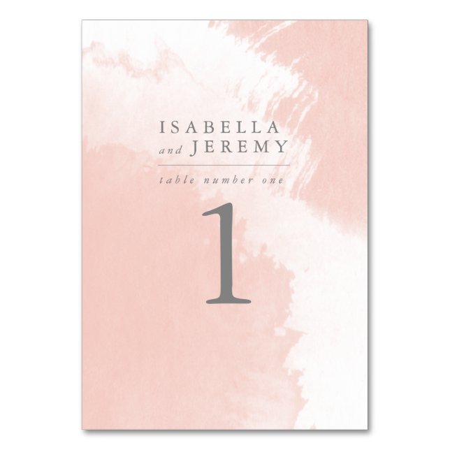 watercolor blush wedding ceremony table number (Front)