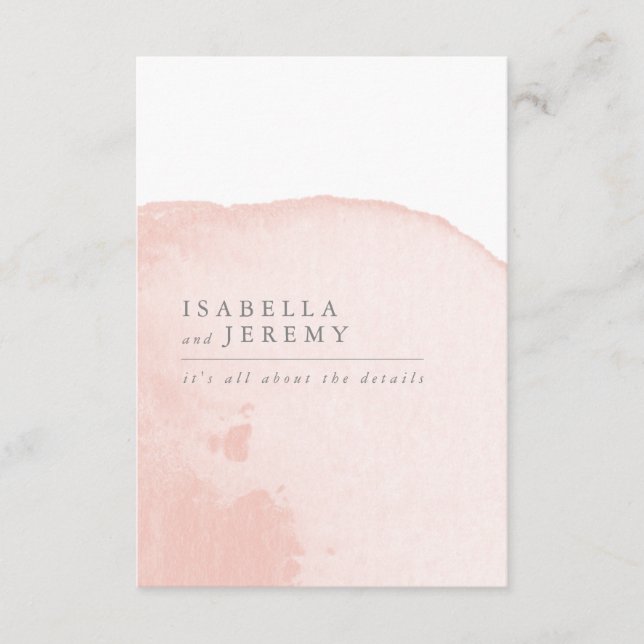 Watercolor blush wedding details card (Front)