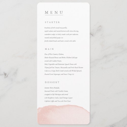 Watercolor blush wedding menu