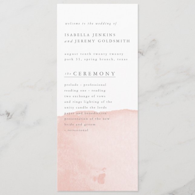 watercolor blush wedding program (Front)