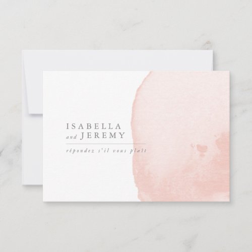 Watercolor blush wedding reply RSVP card