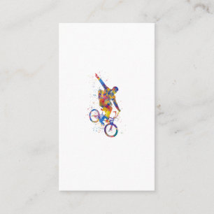 Watercolor bmx rider business card