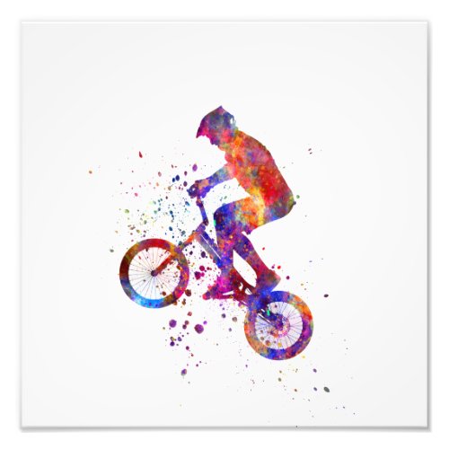 Watercolor bmx rider photo print