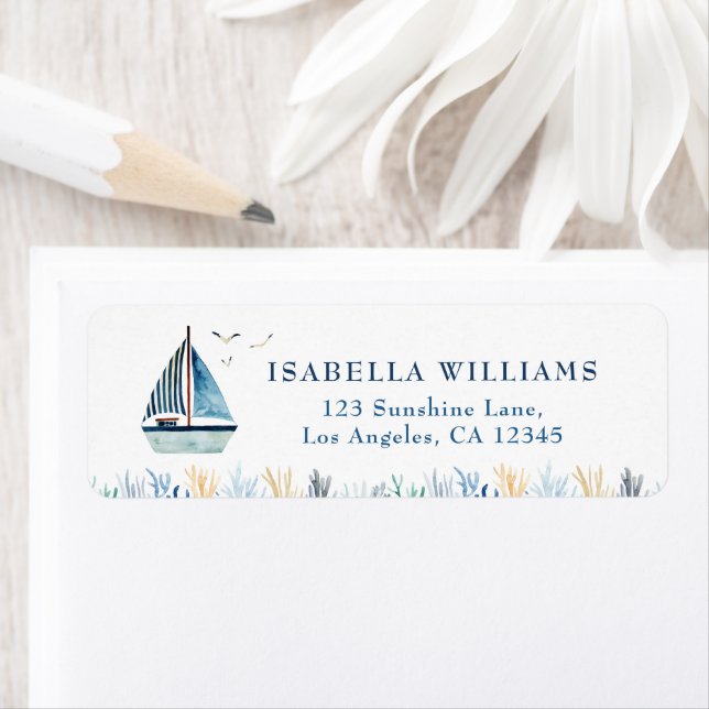 Watercolor Boat Baby Shower Address Label (Insitu)