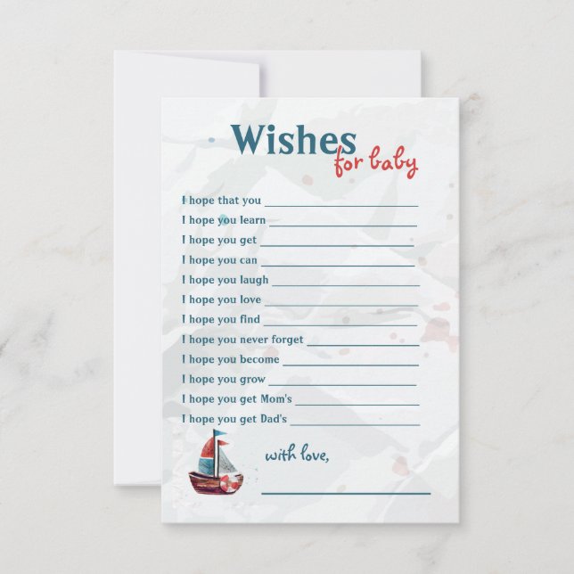 Watercolor Boat Baby Wishes Card (Front)
