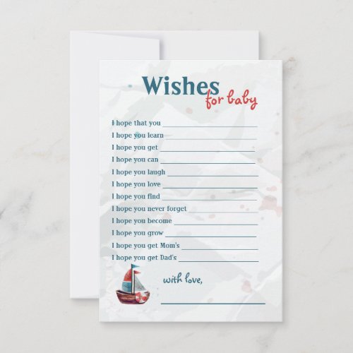 Watercolor Boat Baby Wishes Card