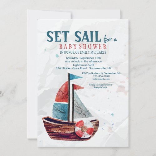 Watercolor Boat Invitation