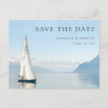 Watercolor Boat Lake Save The Date Postcards at Zazzle
