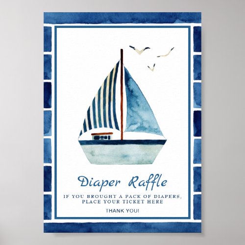 Watercolor Boat Nautical Baby Shower Sign
