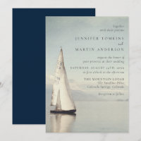 Watercolor Boat Nautical Lake Wedding Invitations