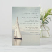 Watercolor Boat Nautical Lake Wedding Invitations (Standing Front)