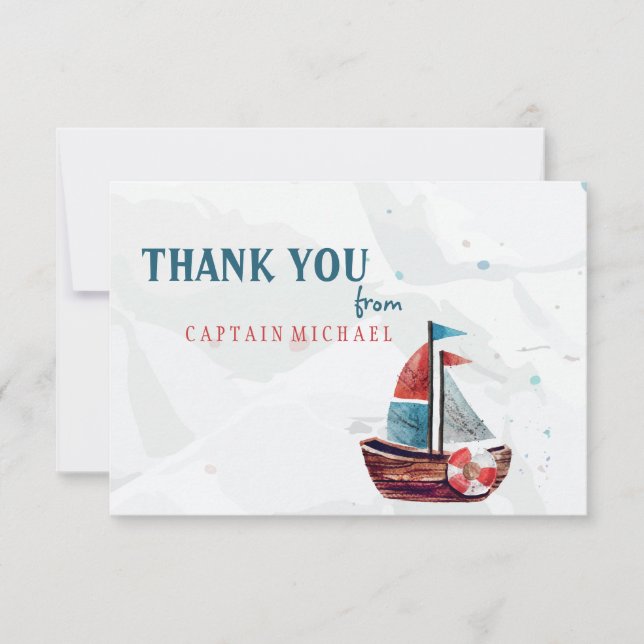 Watercolor Boat Thank You card (Front)