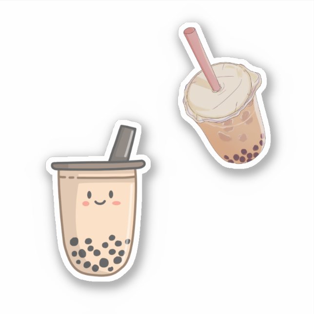Watercolor Boba | Bubble Milk Tea Lover Sticker (Front)
