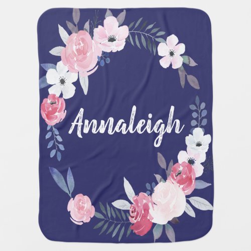 Watercolor Bohemian Boho Wreath Baby Blanket