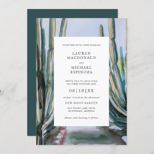 Watercolor Bohemian Cactus Green Desert Invitation