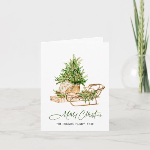 Watercolor Bohemian Christmas Composition Holiday Card