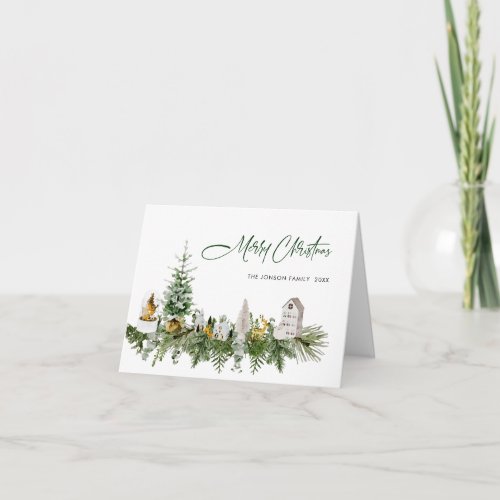 Watercolor Bohemian Christmas Composition Holiday Card