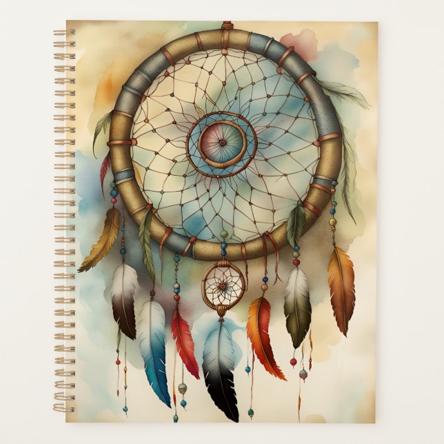 Watercolor Bohemian Dreamcatcher Planner (Front)