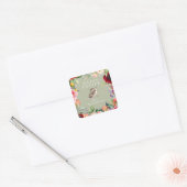 Watercolor Bohemian Floral Easter Bunny Square Sticker (Envelope)