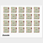 Watercolor Bohemian Floral Easter Bunny Square Sticker (Sheet)