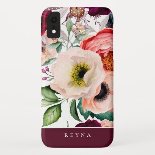 Watercolor Bohemian Floral Pattern iPhone XR Case