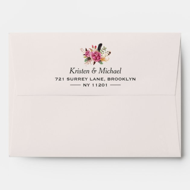 Watercolor Bohemian Floral With Your Address Envelope