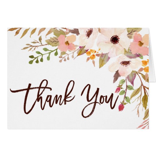 Watercolor Bohemian Flowers Thank You Card | Zazzle