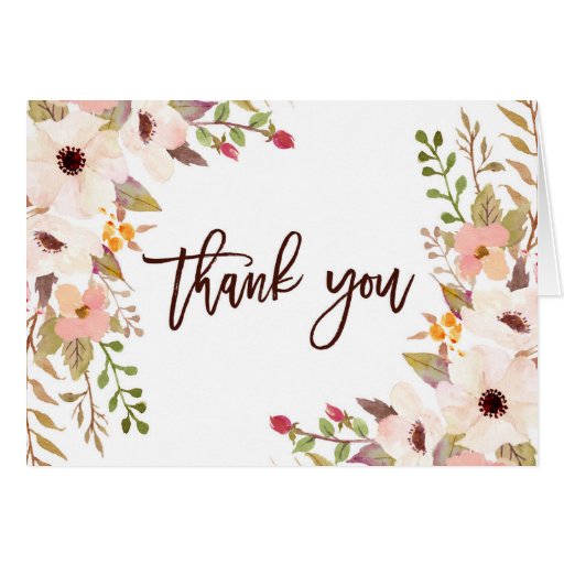 Watercolor Bohemian Flowers Thank You Card | Zazzle