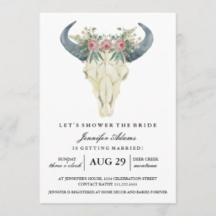 Watercolor Bohemian Roses   Bridal Shower Invitation