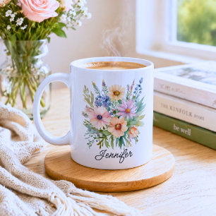 Watercolor Bohemian Wildflowers Coffee Mug