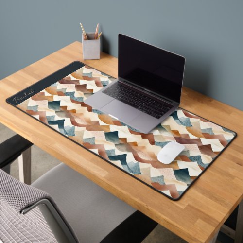 Watercolor Boho Abstract Mountain Pattern Desk Mat