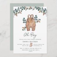 Watercolor Boho Baby Boy Shower Invitation